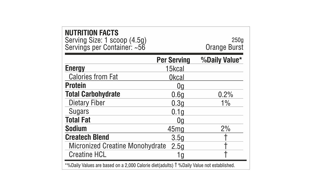 Procel Createch Orange Burst Flavor    Plastic Jar  250 grams
